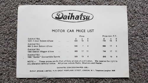 Daihatsu 800 1000 price - daihatsu,