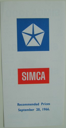 Simca original price list - original,