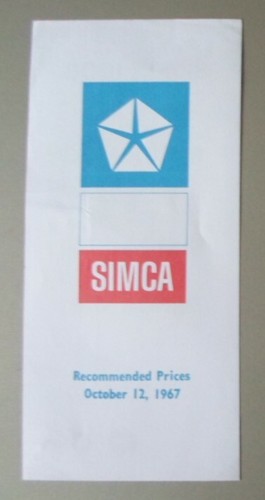 Simca range orig 1967 - range, mkt